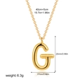 Minimalist 18K gold plated stainless steel letter G pendant necklace with dimensions - Letter G