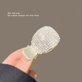 Pince à cheveux dorée pour queue de cheval haute avec strass brillants et motif ovale - Strass Sphérique / Or