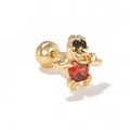 Cartoon crab stud earring in gold with red zircon and screw back for cartilage piercing - Cartoon Penguin/Crab Shape / Gold
