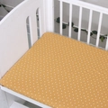 Ginger yellow baby crib sheet featuring white star pattern on a standard infant mattress - Yellow Star / 100*56cm