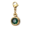6mm green birthstone pendant in golden stainless steel with lobster clasp for jewelry - [Lobster Clasp] May Emerald Green
