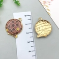 Cowboy themed globe charm with brown enamel finish and golden checkered grid pattern - 1Pc Cowboy Disco Ball (Brown)