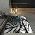 Detail of 3D visual illusion bath mat with black and white vortex pattern in modern hallway - 40*60cm / Light Gray