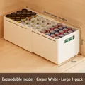 Ausziehbarer Küchenschrank-Organizer in Cremeweiß, verstellbar von 28 bis 48 cm - Groß/1er Pack / Cremeweiß