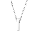 Silver stainless steel rectangular bar pendant necklace with sleek O-chain for women - Letter I Style (KN233973-Z)