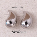 Macro detail of silver water drop earrings with dimensions 24x42mm and weight 25g - Large / White Gold