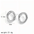 Detalles de pendientes de aro plateados irregulares 31,5x25mm y peso 21,6g - Pendientes ovales irregulares grandes (Plata) (TE60405-S)