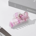 Lila-weiß gestreifte Acetatschleife Haarklammer mit funkelndem Strass-Schmetterling - Hellviolett