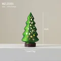 Green frosted glass Christmas tree figurine with gold snowflake and angel patterns - MZ-23355 Tree Shape Green