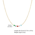 Collana in acciaio dorato a catena con cinque perline di zirconi colorati - Stile Pietre Preziose Colorate Oro (NC-1923G01)