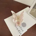 Butterfly hair claw clip in pink white marble pattern with metal spring mechanism - Light Pink