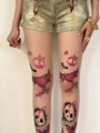 Y2K punk style sheer tights with pink skull butterfly, hearts and stars pattern - Girl Skull Tattoo