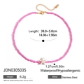 Pink beaded stainless steel necklace with starfish pendant and size specifications - Pink Seed Bead Starfish Necklace(JDN0305035)