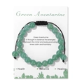 Verstelbare groene aventurijn kralenarmband met zwart geweven touw en displaykaart - Groen Aventurijn Stijl (FK2277) / 19cm