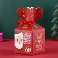 Scatola regalo di Natale rossa in carta con scritta Happy New Year e sfondo festivo - 8.5*8.5*10cm / Babbo Natale Rosso