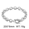 Silver stainless steel OT buckle chain bracelet, 8mm width minimalist toggle clasp link - Steel Color Bracelet (KB62310-Z) / 8mm/20cm