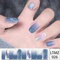 LTMZ 026 ocean gradient blue nail stickers with glitter and seashell pattern effects - MZ-026 Blue Mountain Gold Foil