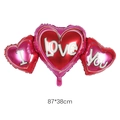 Tre palloncini in alluminio a forma di cuore rosso e magenta con testo I Love You - I Love You Tripli Cuori