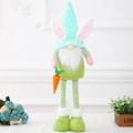 Gnomo di Pasqua in piedi in peluche con cappello a orecchie di coniglio e carota - Bambola Telescopica In Piedi Verde