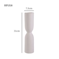 Minimalistische weiße strukturierte Keramikvase 31cm hoch mit horizontalen Rippen - Weiß (31 cm mittel)