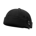 Minimalistische schwarze Docker-Mütze aus Canvas mit Herz-Stickerei im Streetwear-Stil - Doppelherz Schwarz