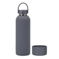 Matte charcoal grey stainless steel insulated water bottle with handle and cup base - 500ml / Dark Gray
