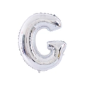 Silver foil alphabet balloon shaped as letter G for birthday party decoration - 32' Silver Chubby Letter Aluminum Foil Balloon (g)