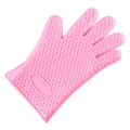Pink heat-resistant silicone oven mitt with anti-slip texture and hanging hole - Pink (1pc)
