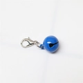 Blue spherical metal bell with silver lobster clasp attachment for pet collars - Painted Royal Blue