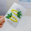 Cute green crown BB hair clips for girls with sparkling blue rhinestones set of two - Small Green Crown BB Clips (Pair)