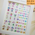 Colorful rhinestone face stickers with heart and teardrop shapes for fairy eye makeup - BJA-814 (Colorful Mixed)