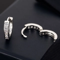 Classic 10mm silver huggie earrings with channel-set square cubic zirconia stones - E277-Square Cut / Silver