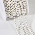 DIY jewelry chain with faceted milky white beads and gold-plated stainless steel links - 3.6mm (1m/Pack) / Gold Chain - White