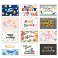 Set of 24 creative happy birthday cards with envelopes and stickers in diverse designs - S631 Colorful Watercolor Art Style
