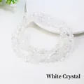 Irregular white crystal stone chips for DIY jewelry making on white ceramic plate - Premium Clear Quartz (Circumference Approx. 80cm)