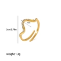 Détails d'une bague vague en acier inoxydable 18K avec zircons et dimensions affichées - Style Ouvert Pavé Ondulé(TR4059)