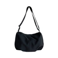 Borsa a tracolla hobo nera minimalista con ampia tracolla regolabile per uso quotidiano - Nero