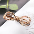 French style acetate hair clip with tortoise shell pattern bow and metal spring base - 1# Brown Tortoise Shell