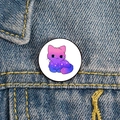 Rainbow gradient cartoon cat enamel pin badge on blue denim jacket pocket - Pink Blue Gradient Star Cat