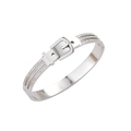 Dettaglio del bracciale a fibbia in argento con tre file di zirconi brillanti - Color Acciaio