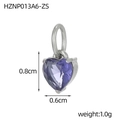 Polished stainless steel pendant featuring a purple heart-shaped zircon gem - Steel Color Purple Zircon Pendant
