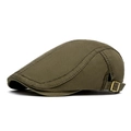 Coppola da uomo verde oliva in cotone con fibbia in metallo e cuciture decorative - Regolabile / Verde Militare