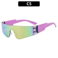 Occhiali da sole Y2K futuristici con montatura opaca viola e lenti sfumate colorate - Montatura Viola Specchio Rosa