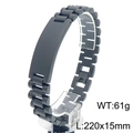Gepersonaliseerde zwarte titanium stalen armband met verstelbare horlogeband-schakels - 15mm (220x15mm) / Zwart
