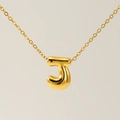 Golden balloon style letter J pendant necklace made of high quality titanium steel - Gold - Letter J