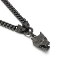 Punk wolf head necklace in gunmetal black stainless steel with thick cuban chain link - Necklace / Black Necklace