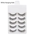 Detailed view of 5 pairs of crisscross black false eyelashes on a white display board - Handmade A20 White Hanging Hole (5 Pairs)