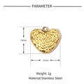 Dimensioni tecniche di un ciondolo a cuore 10x11mm in acciaio inossidabile oro - VG597 Pendente a Cuore Trama Martellata Oro