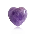 Natürlicher Amethyst-Herzstein 15mm polierter lila Kristall auf weißem Hintergrund - Amethyst
