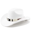 Close-up of white felt cowboy hat featuring woven band and decorative seashell detail - M (56-58cm) / Pure White